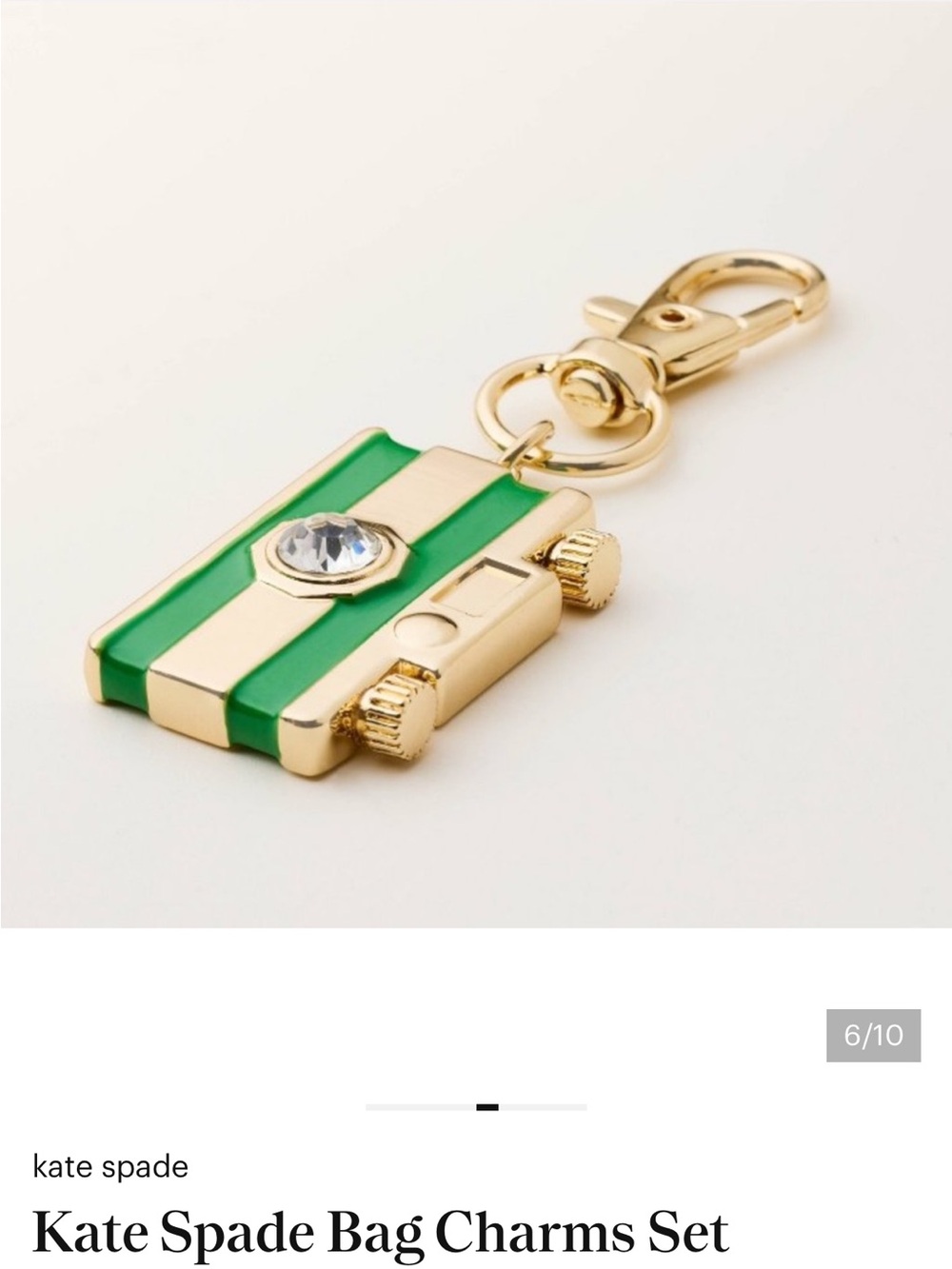 kate spade Gold and Green Enamel Camera Charm